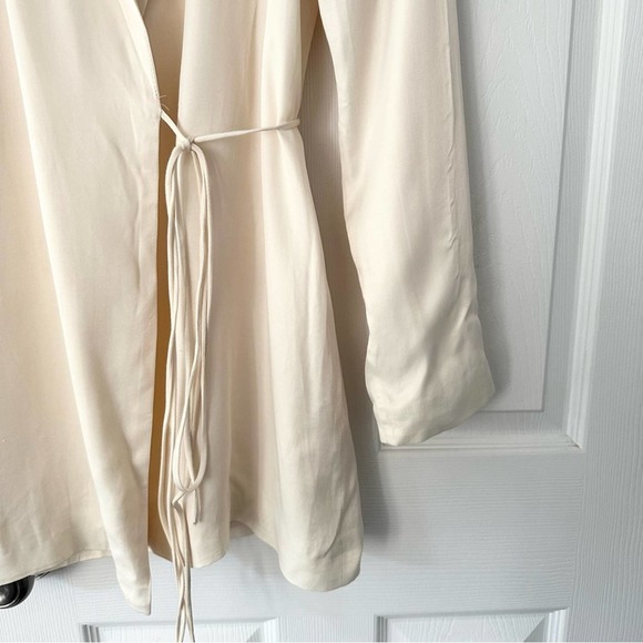 Zara Cream Beige Satin Effect True Wrap Long Sleeve Blazer Mini Dress Small - Picture 5 of 16